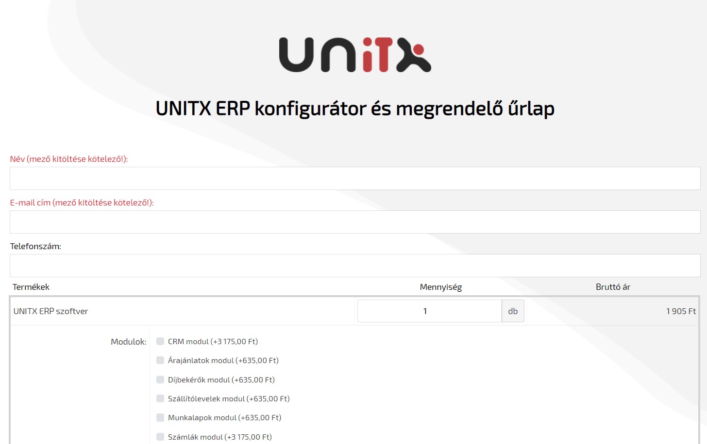 CRM Űrlapok
