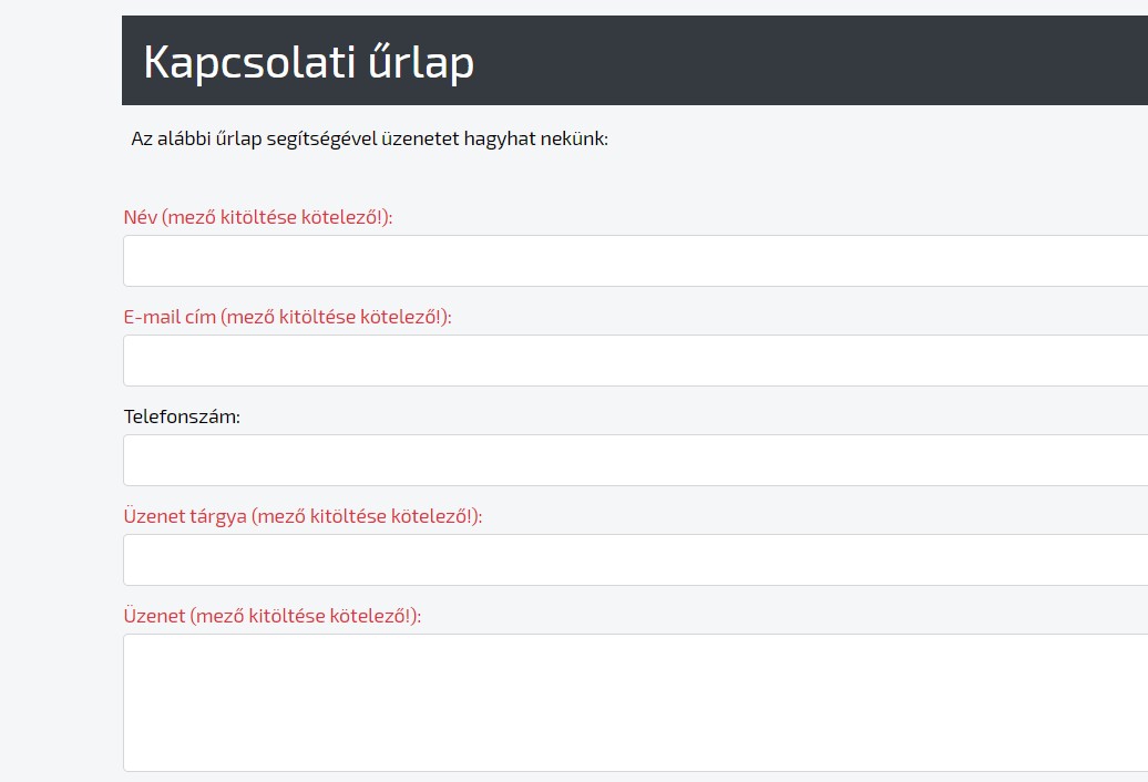 Űrlapok készítése